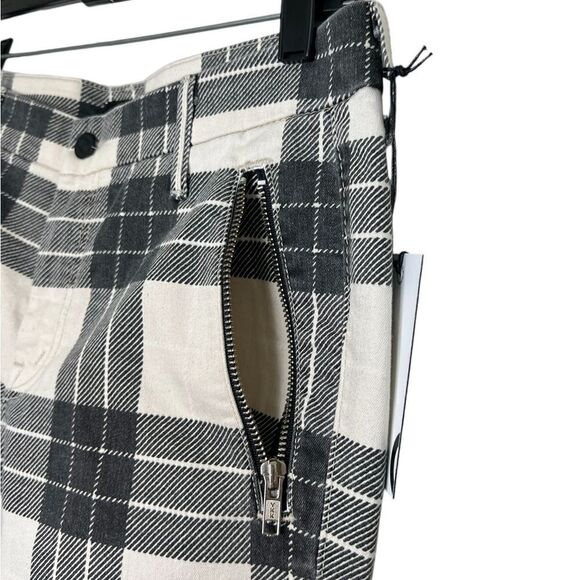 Mother Black/Cream Crop Zip Muse In Once Upon A Tartan Plaid Pants Size 30 - Picture 7 of 12